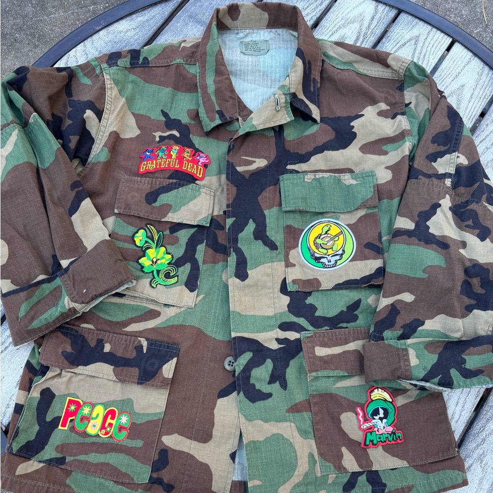 Camo Military Jacket Grateful Dead Patches Medium